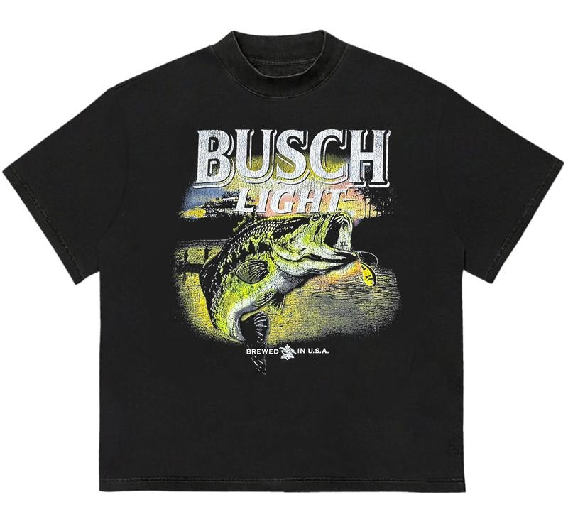 B@SCH LIGHT BEER  FISHING T-Shirt Cozy & Relaxed Essential Essential Vintage Tee for Fans