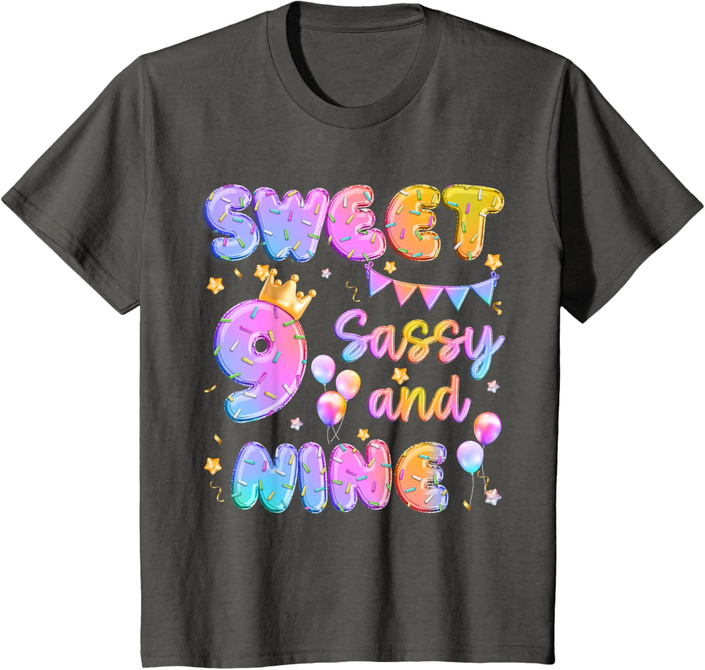 Sweet 9 Sassy And Nineth 9th Birthday Donut Theme Girl Gifts