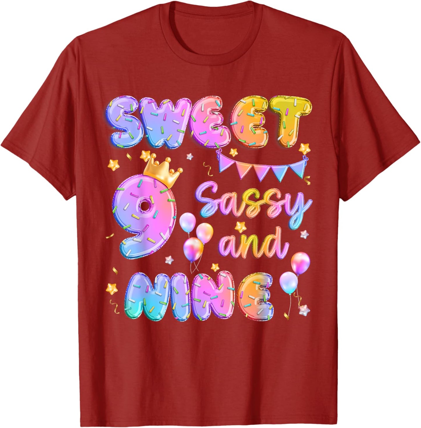 Sweet 9 Sassy And Nineth 9th Birthday Donut Theme Girl Gifts