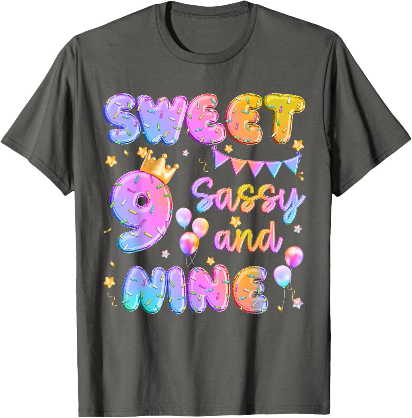 Sweet 9 Sassy And Nineth 9th Birthday Donut Theme Girl Gifts