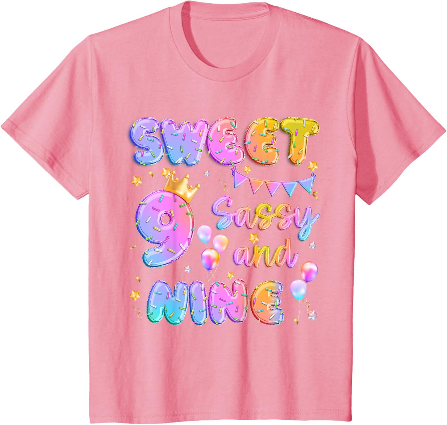 Sweet 9 Sassy And Nineth 9th Birthday Donut Theme Girl Gifts