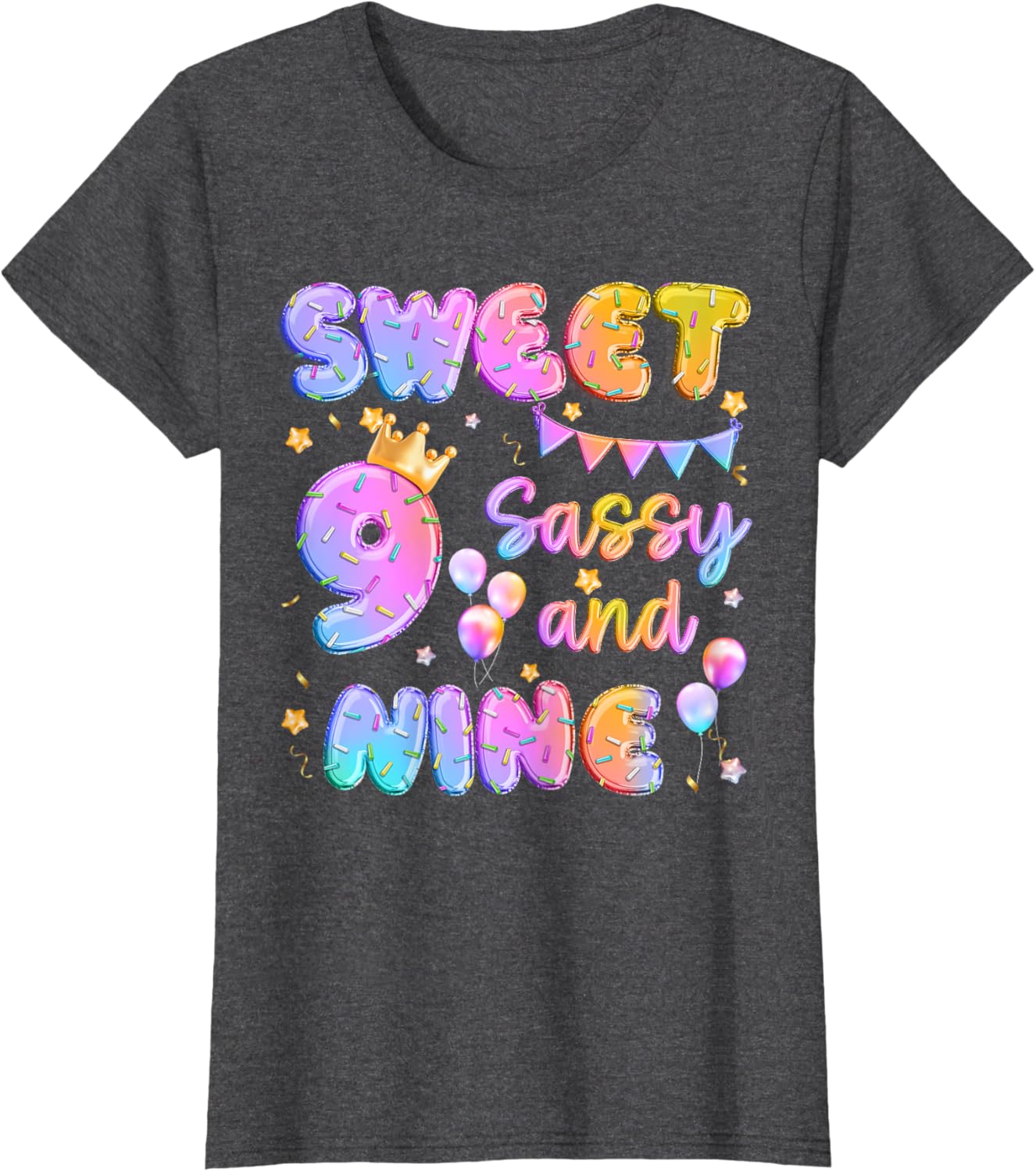 Sweet 9 Sassy And Nineth 9th Birthday Donut Theme Girl Gifts