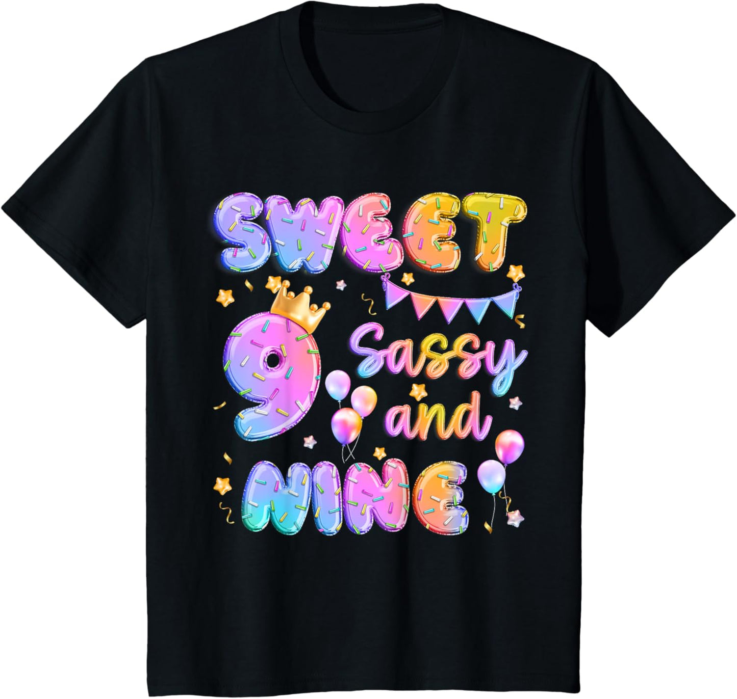 Sweet 9 Sassy And Nineth 9th Birthday Donut Theme Girl Gifts