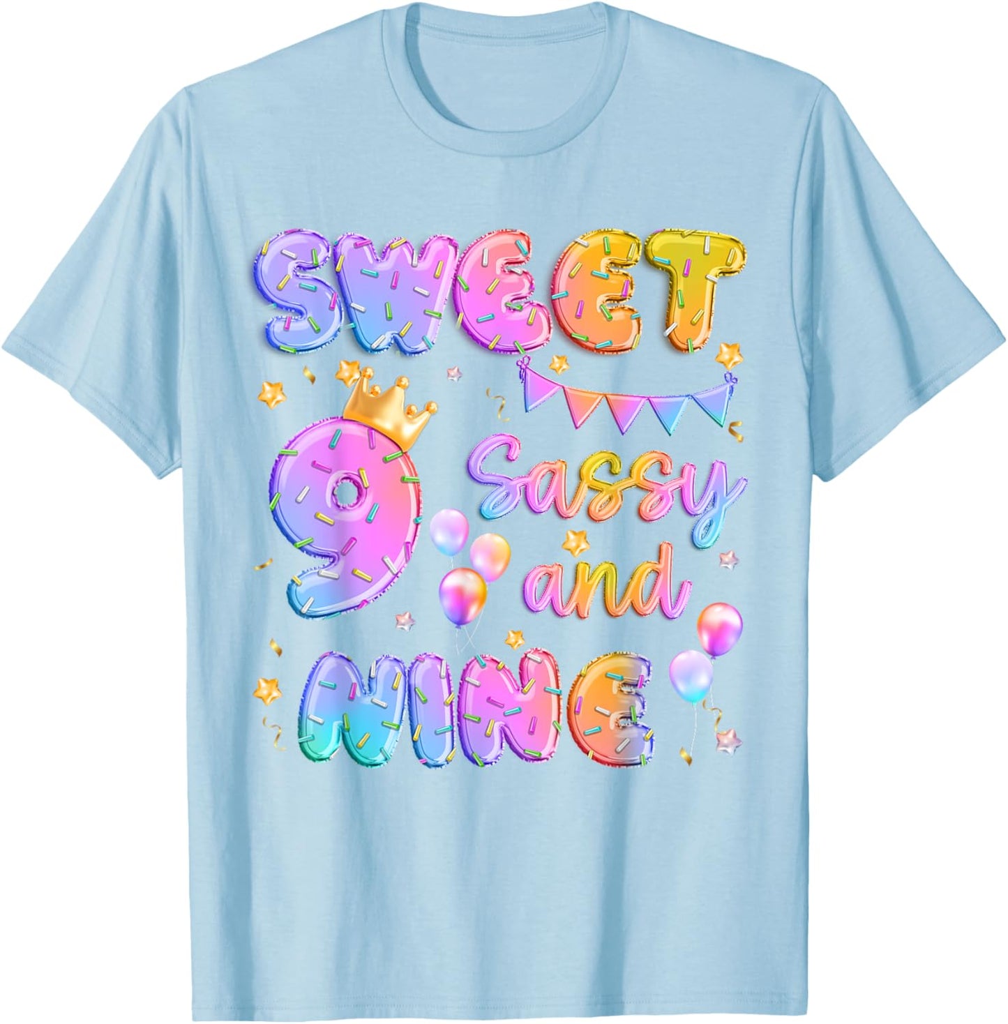 Sweet 9 Sassy And Nineth 9th Birthday Donut Theme Girl Gifts