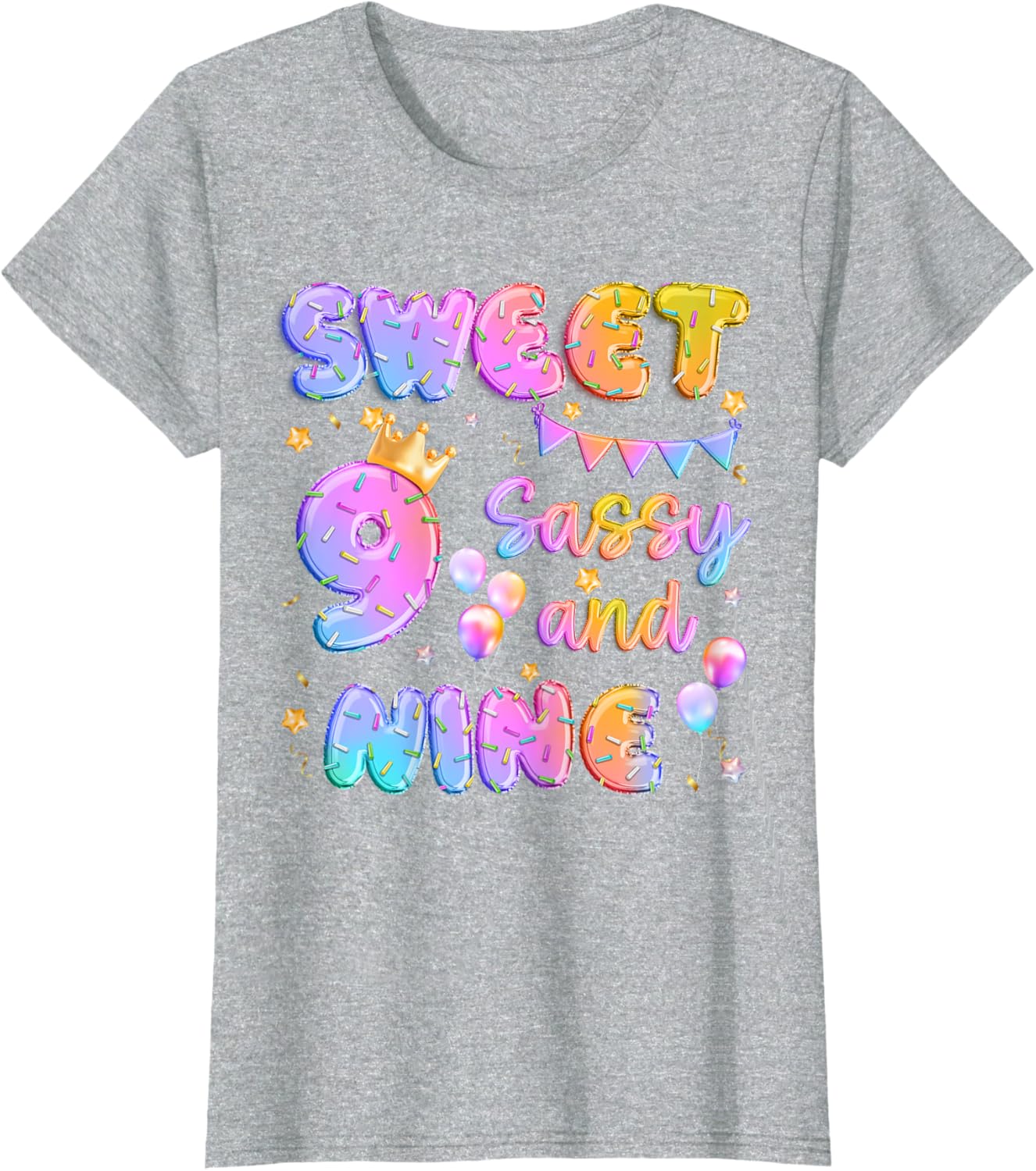 Sweet 9 Sassy And Nineth 9th Birthday Donut Theme Girl Gifts