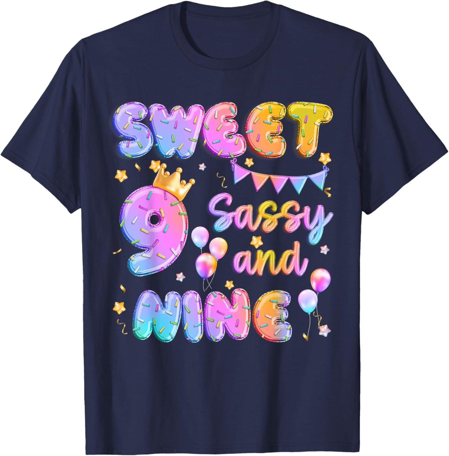 Sweet 9 Sassy And Nineth 9th Birthday Donut Theme Girl Gifts