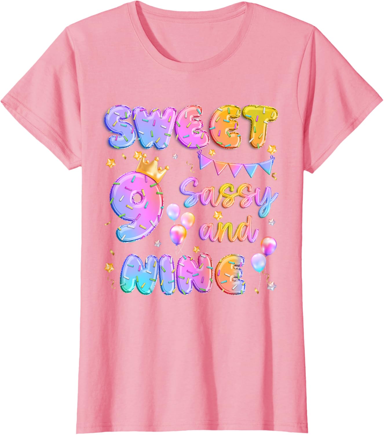 Sweet 9 Sassy And Nineth 9th Birthday Donut Theme Girl Gifts