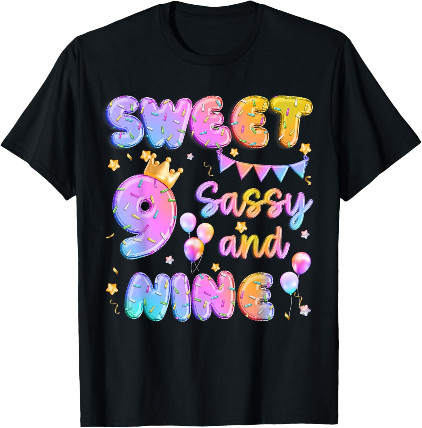 Sweet 9 Sassy And Nineth 9th Birthday Donut Theme Girl Gifts