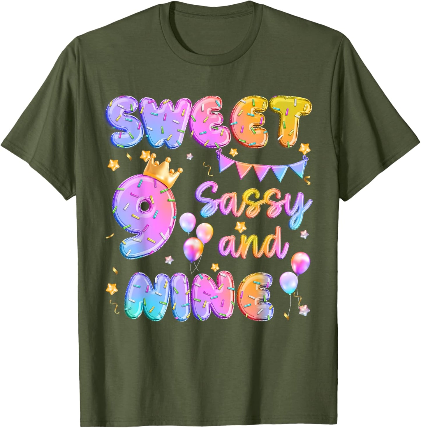 Sweet 9 Sassy And Nineth 9th Birthday Donut Theme Girl Gifts