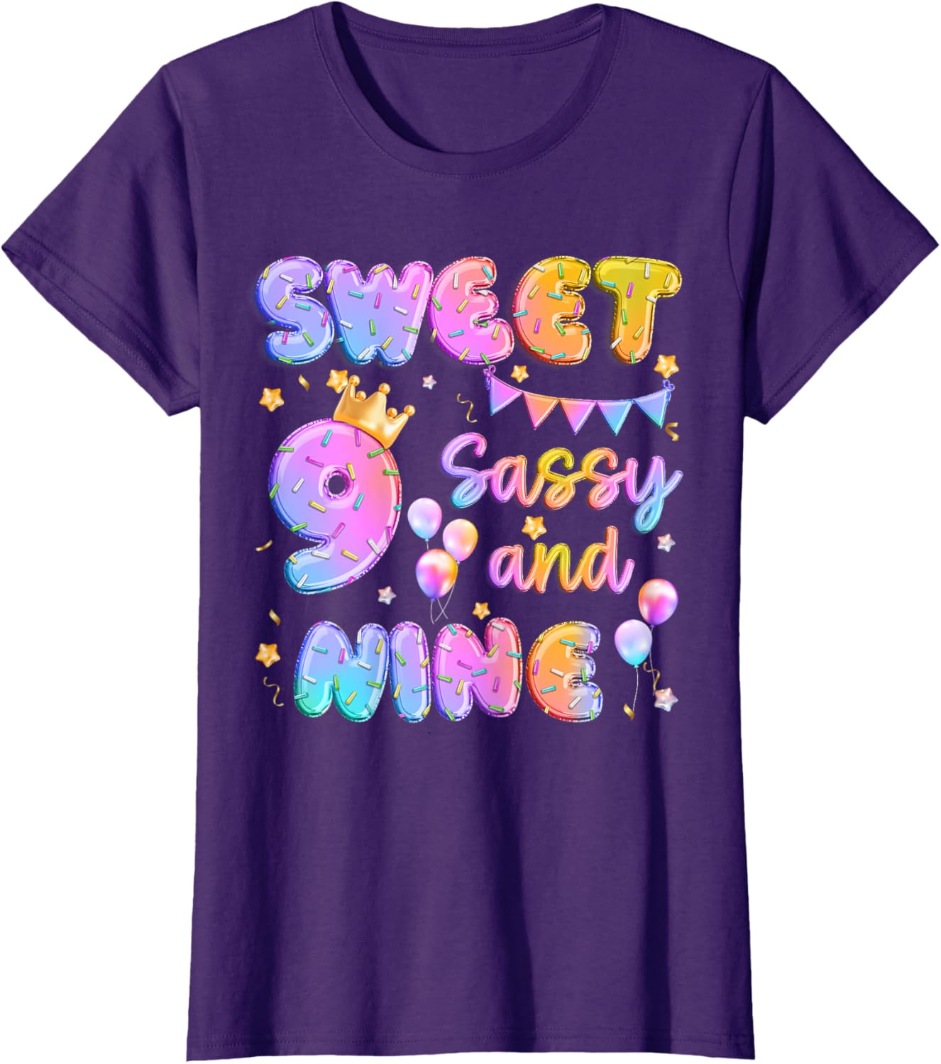 Sweet 9 Sassy And Nineth 9th Birthday Donut Theme Girl Gifts