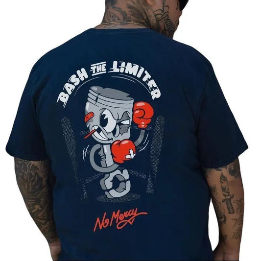 BASH THE LIMITER No Mercy Fighting Man Graphic Back Side Print T-shirt -  Sweatshirt - Hoodie, Naughty Clothes Men Cotton, Funny Shirt, Streetwear Menswear