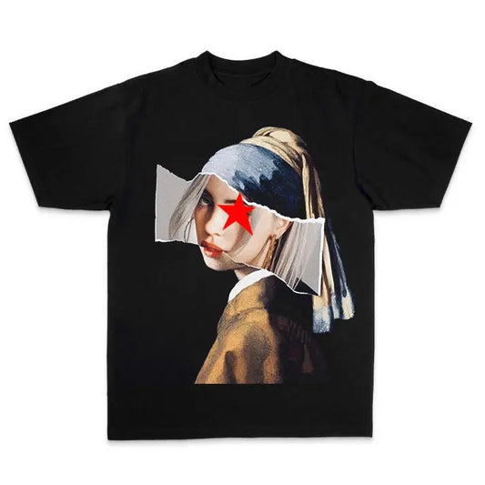 BBillieeee Eilishhh Photo "Girl with a Pearl Earring" Graphic T-Shirt, Rnb T-Shirt