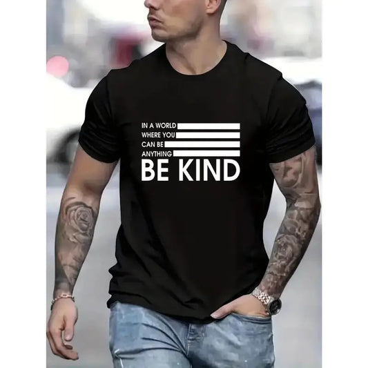 BE KIND Graphic T-shirt - Soft and Breathable Short Sleeve Design, Ultra-Comfy and Stretchy Fabric, Trendy and Fashionable Style for Casual Daily Wear, Ideal for Hot Summer Days Made in USA