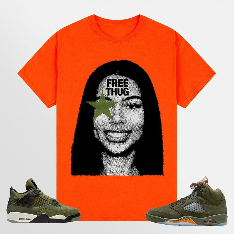 BIG FACE Mariah ST Free Thug, Shirt to match A J 5 olive, A J 4 Retro SE Craft Olive, Shirt to matching Sneaker