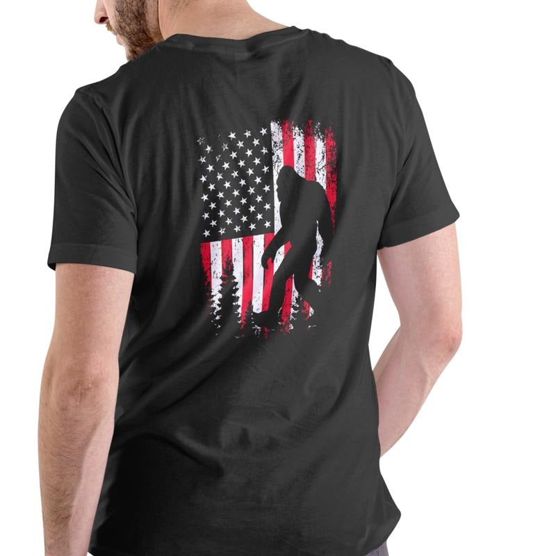 BIGFOOT AMERICAN FLAG DISSTRESSED, T Shirt, Unisex Cotton