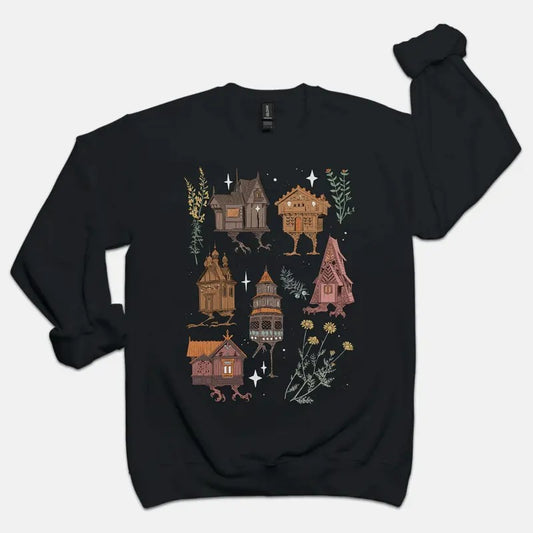 Baba Yaga Houses Crewneck Sweater Pullover