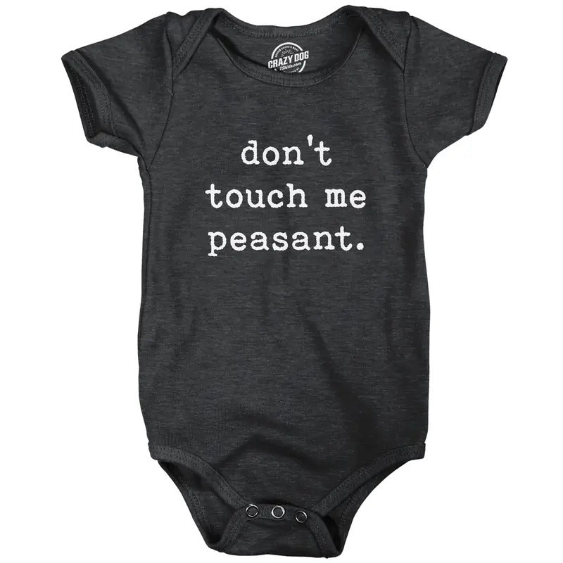 Baby Bodysuit Don't Touch Me Peasant Funny Novelty Offensive Graphic Jumper for Infants Funny Baby Onesies Introvert Onesie for Baby Black