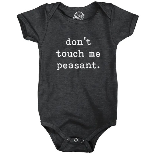 Baby Bodysuit Don't Touch Me Peasant Funny Novelty Offensive Graphic Jumper for Infants Funny Baby Onesies Introvert Onesie for Baby Black