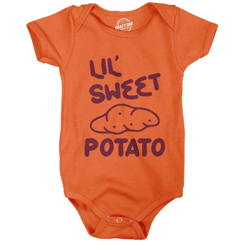 Baby Bodysuit Lil Sweet Potato Jumper Funny Thanksgiving Dinner Turkey Day Baby Creeper Funny Baby Onesies Thanksgiving Onesie for Baby Funny Food Onesie Novelty Onesie Orange