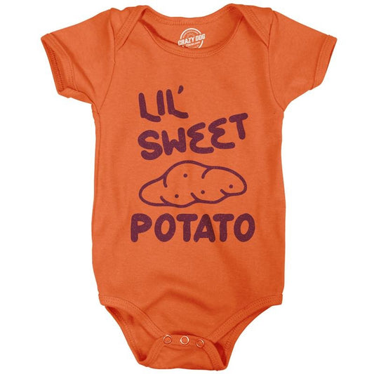 Baby Bodysuit Lil Sweet Potato Jumper Funny Thanksgiving Dinner Turkey Day Baby Creeper Funny Baby Onesies Thanksgiving Onesie for Baby Funny Food Onesie Novelty Onesie Orange