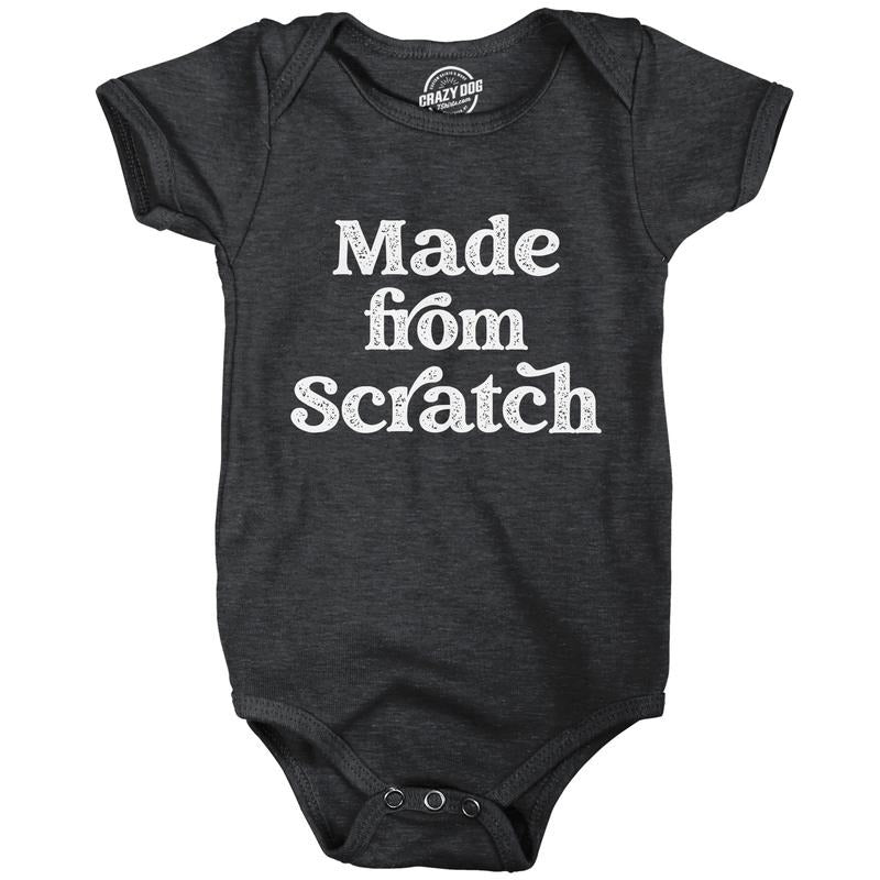 Baby Bodysuit Made From Scratch Funny Recipe Novelty Graphic Jumper For Infants Funny Baby Onesies Funny Sarcastic Onesie Novelty Onesie Black