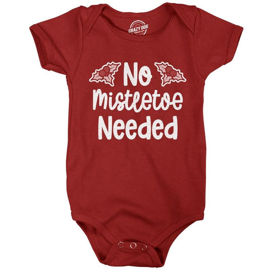 Baby Bodysuit No Mistletoe Needed Funny Christmas Kiss Graphic Novelty Jumper For Infants Funny Baby Onesies Christmas Onesie for Baby Novelty Onesie Red