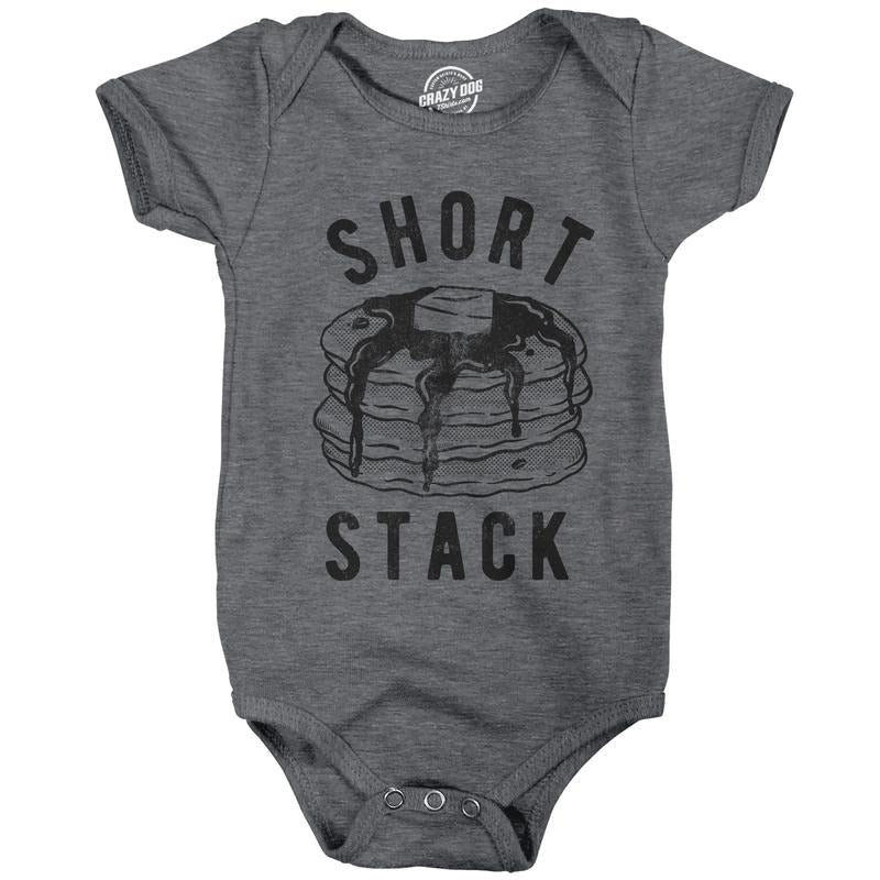 Baby Bodysuit Short Stack Jumper Funny Breakfast Pancakes Food Graphic Novelty Infant Clothes Funny Baby Onesies Funny Food Onesie Dark Grey