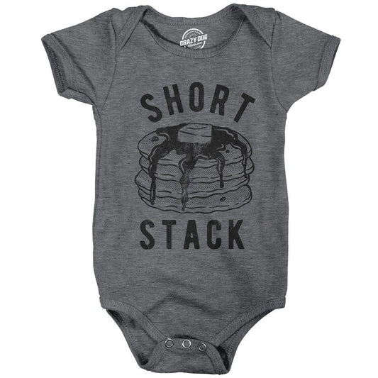 Baby Bodysuit Short Stack Jumper Funny Breakfast Pancakes Food Graphic Novelty Infant Clothes Funny Baby Onesies Funny Food Onesie Dark Grey