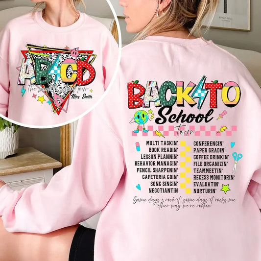 Back To School Custom Teacher Canva Template Editable Design, Personalized Teacher, Teacher Appreciation, First Day of School Shirt,Back to School Tour Shirt