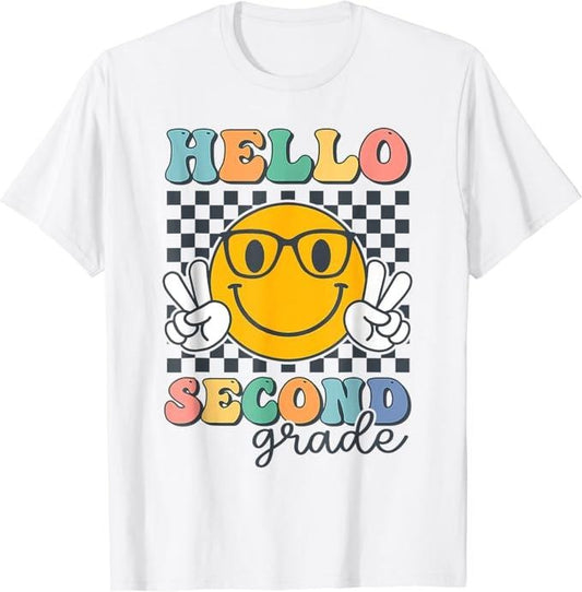 Back To School Shirts, Hello Second Grade Teacher Team 2nd Grade Back To School T-Shirt Cotton Fashion Casual Classic