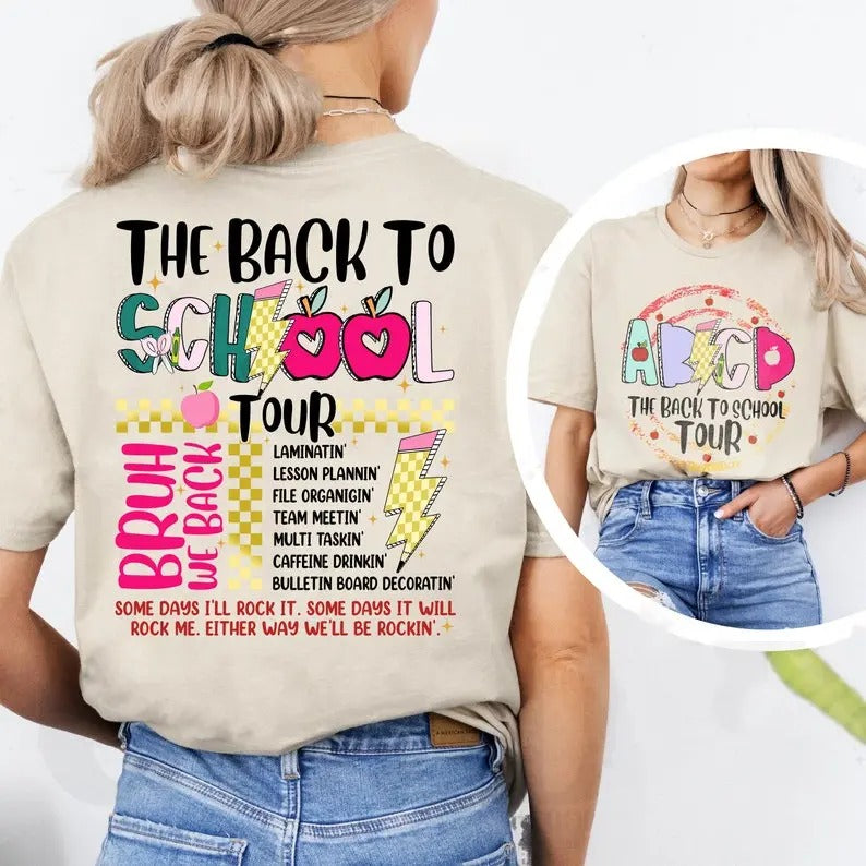 Back To School Tee Retro The Back To School Tour T-Shirt, Teacher Gift, ABCD Teacher T-shirt, Kindergarten Teacher Shirts, Hello School Tee, Funny Teacher Gift