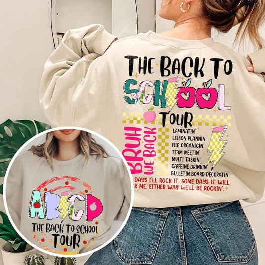 Back To School Tour Retro The Back To School Tour Hoodie, Teacher Gift, ABCD Teacher Hoodie, Kindergarten Teacher Hoodie, Hello School Tee, Funny Teacher Gift