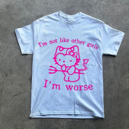 Bad Kittys T-Shirt, Vintage Graphic Tees Gothic Grunge Y2k Emo Scene Amity Affliction Style Clothes Men Women Streetwear