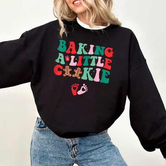 Baking More Than Cookies This Christmas Sweatshirt, Christmas Pregnancy Announcement Sweater, Let's Get Baked Funny Baking Cookies Christmas