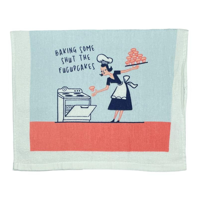 Baking Some Shut The Fucupcakes Funny Angry Baking Tea Towel Funny Dish Towels Soft Adsorbent Tea Towel