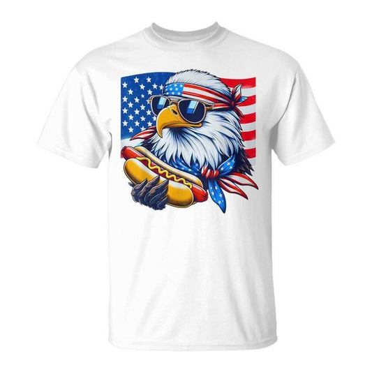 "Bald Eagle Hotdog American Flag 4Th Of July Patriotic T-Shirt, 4th Of Juli America, Unisex Shirt
