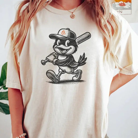 Baltimore Baseball Vintage Style Shirt, Orioles Bird Cartoon Shirt, Orioles Baseball Gameday Distressed Graphic Shirt, Baltimore Baseball Gift For Fans Men Women
