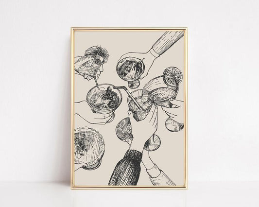 Bar Cart Print Decor, Vintage Cheers Print, Bar Cart Art, Trendy Wall Art Print, Gifts For Friends Family Bedroom Wall Decor, Poster Prints No Frame, Home Decoration, Outdoor Wall Art, Gifts For Birthday Landscape Ornaments