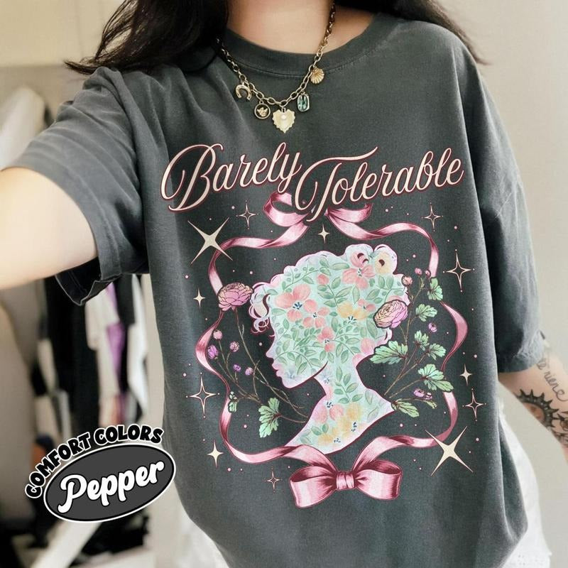 Barely Tolerable Pride and Prejudice Comfort Color T-Shirt, Jane Austen Fan Teel, Book Lover Shirt, Bookish Literary Gift, Trendy
