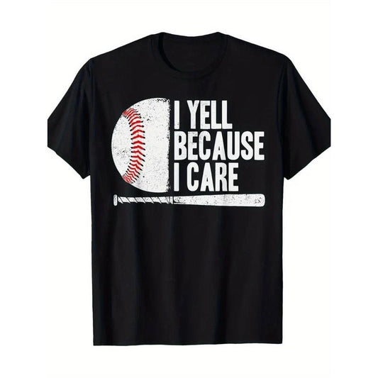 Baseball Graphic Print Men's Fashion T-Shirt, Trendy Pure Cotton Top with Short Sleeves, Round Comfortable Collar T-shirt, Super Soft, Refreshing, Moisture-wicking, Lightweight, Casual Summer T-shirt, Perfect for Daily Wear made in usa