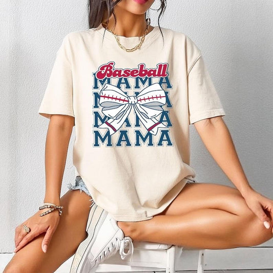 Baseball Mama Shirt, Baseball Coquette Bow T-shirt, Retro Baseball Mama Tee, Coquette Bow Sports Shirt, Baseball Mom Shirt