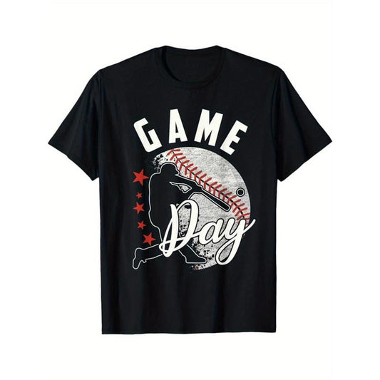 Baseball Printed, Men's Cotton Graphic T-shirt, Casual Short Sleeve Crew Neck Gamer T-shirt, Men's Tee For Outdoor made in usastyle{n002}8