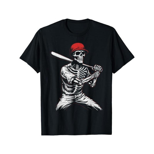 Baseball Skeleton Halloween Baseball Player T-Shirt for The Youth, Soft Fabric, Breathable, Comfortable Short Sleeve Tees Perfect for Summer, Birthday Gift to Teens made in usa