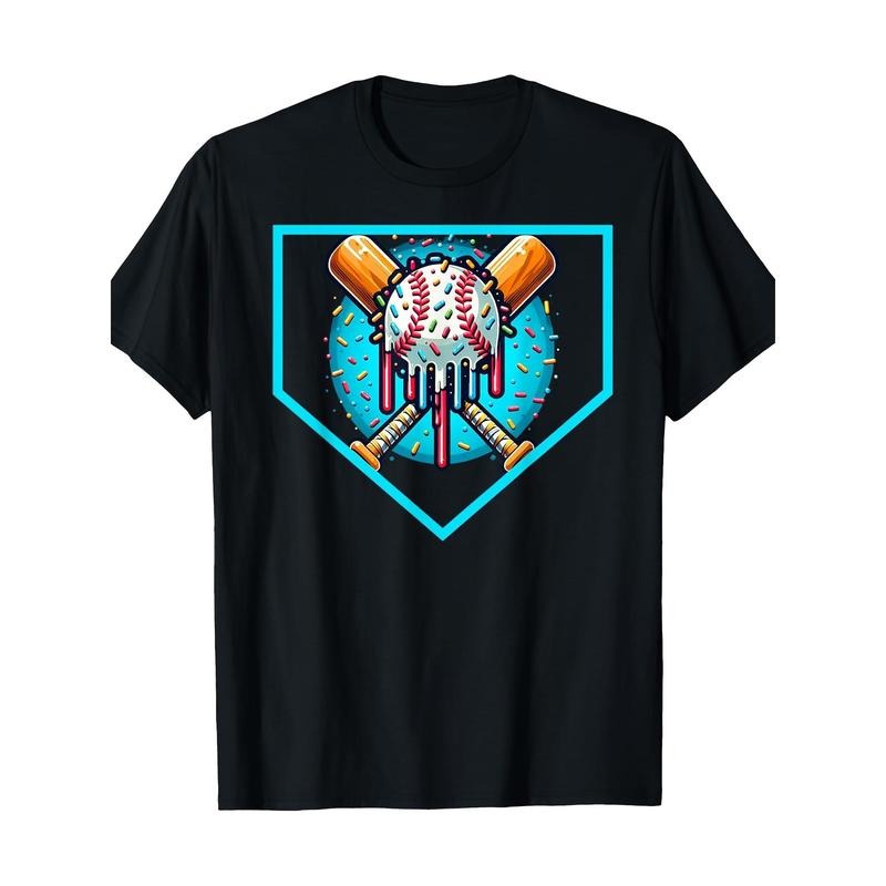 Baseball home plate drip shirt-soft and comfortable men's T-shirt for ice cream softball and baseball fans made in usa