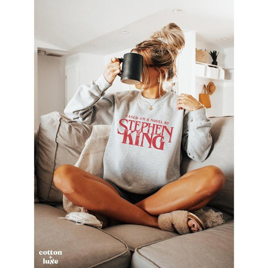 Based On A Novel By Stephen King Sweatshirt | Horror Movie Sweatshirt | Womens Halloween Sweatshirt | Retro Vintage Halloween Sweatshirt