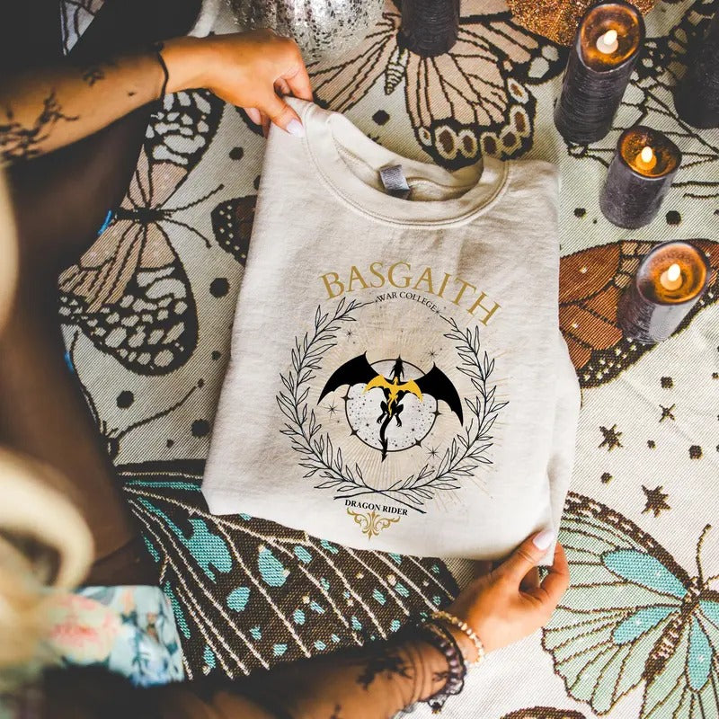 Basgaith War College Crewneck, Fourth Wing Sweatshirt, Bookish Gifts, Booktok Merch, Dragon Riders Hoodie, Gifts For Book Lovers, Romantasy