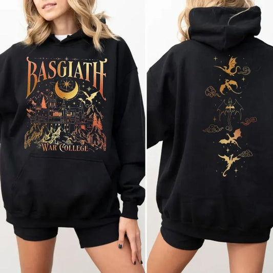 Basgiath War College 2 Sided Shirt, Vintage Dragon Rider Hoodie, Fourth Wing Riders Quadrant Sweatshirt,Trendy Book Merch, Bookish Gifts, Unisex Sweater Pullover Tee