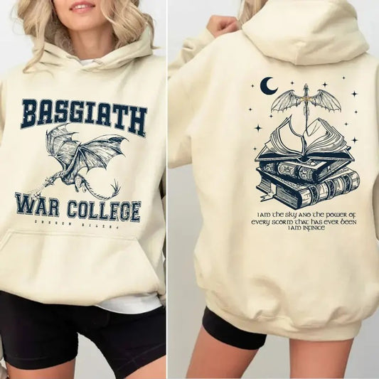 Basgiath War College 2 Sided Sweatshirt, Fourth Wing Shirt, The Empyrean Series, Violet Sorrengail Fantasy Book Hoodie, Fourth Wing Pullover Teestyle{n002}2