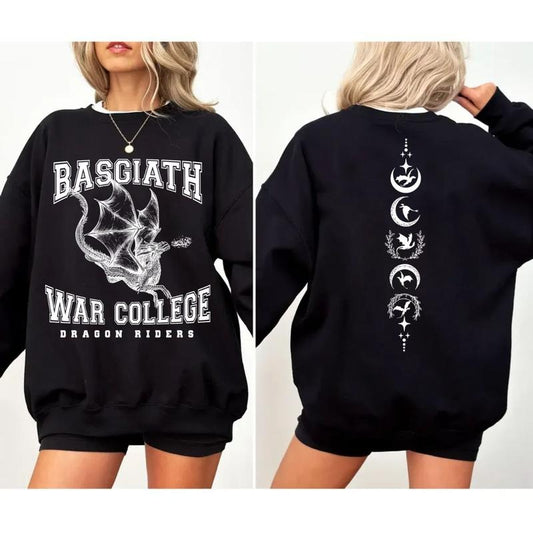 Basgiath War College 2 Sided Sweatshirt, Fourth Wing Tee, Dragon Sweatshirt, Fantasy Reader Shirt, Bookish Shirt, Dragon Rider Sweater Pullover Tee