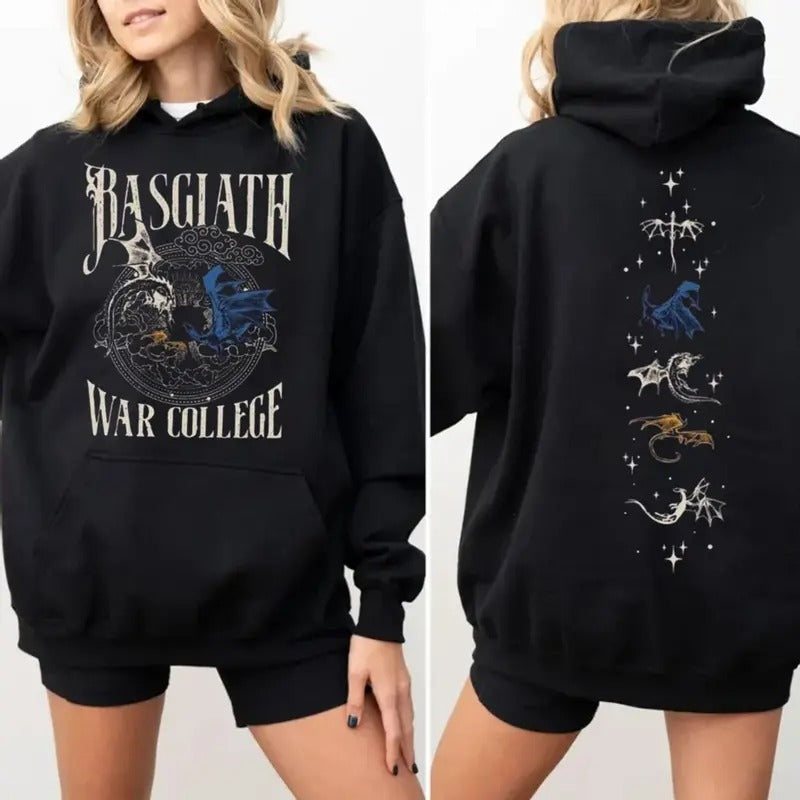 Basgiath War College 2 Sided Sweatshirt, Vintage Fourth Wing Crewneck, Dragon Rider Shirt Fourth Wing, Book Nerd Hoodie, Bookish, Booktok, Unisex Sweater Pullover Tee